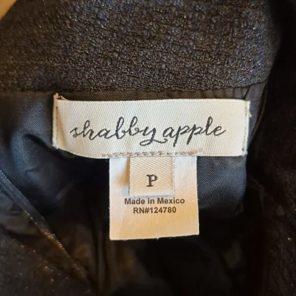 Shabby Apple Shimmery Black Cap Sleeve Tea Length Dress, XS - Picture 5 of 10